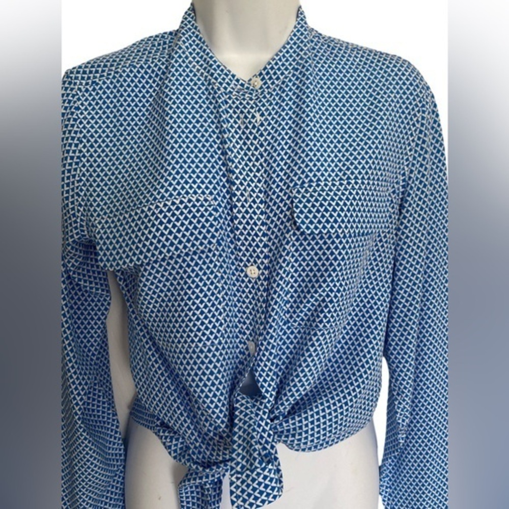 Equipment Button Down Shirt - S blue white print , polyester